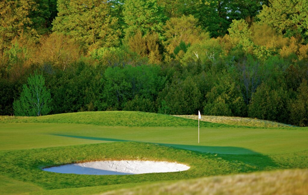 Spring scene of an idyllic golf course
