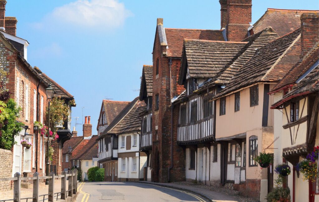 Old English village street in Steyning, West Sussex